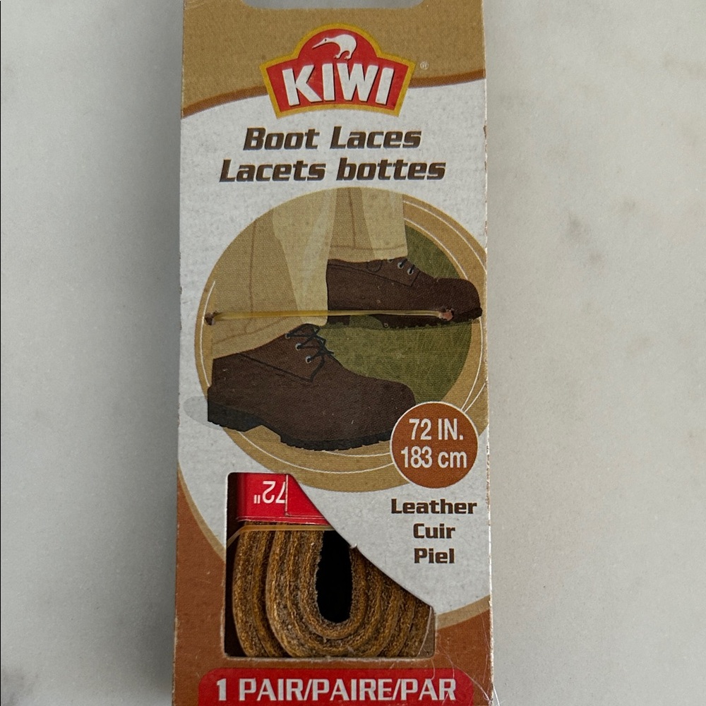 72 inch (183’cm) Kiwi Leather Boot Laces in Brown NWT